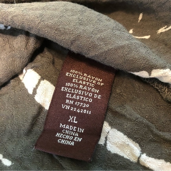 Knox Rose Womens Size XL Taupe Grey Elastic Sleeve Peasant Blouse Top Tie Dye - Picture 5 of 8